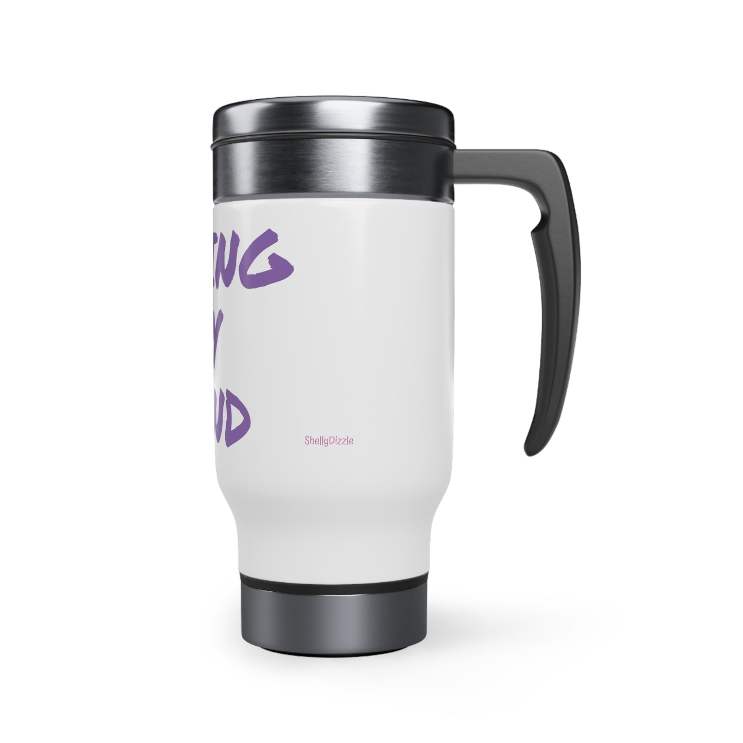 Losing My Mind Purple Stainless Steel Travel Mug with Handle, 14oz