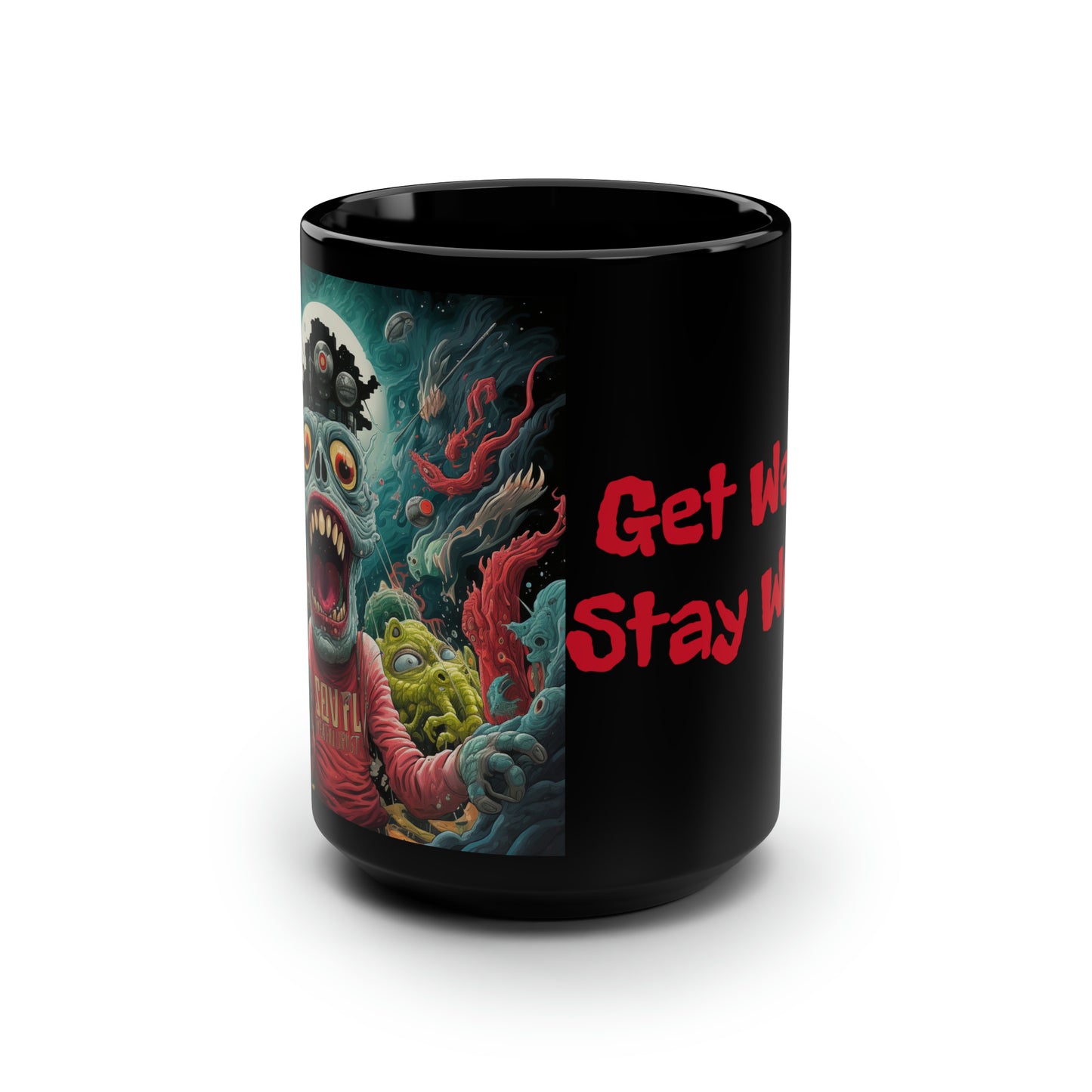 Get Weird Stay Weird Black Mug, 15oz