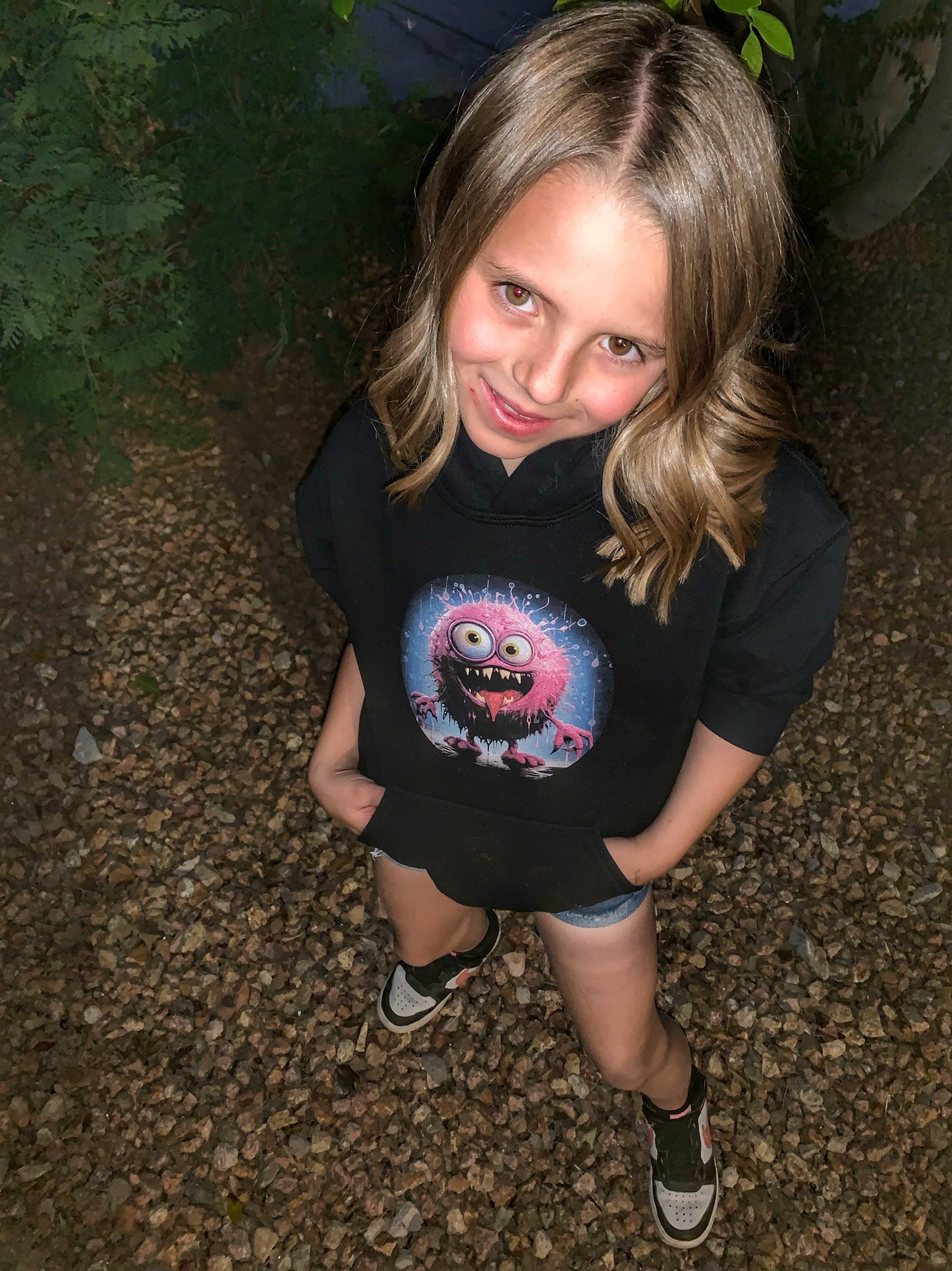 Shelly Dizzles Pink Monster Youth Hooded Sweatshirt